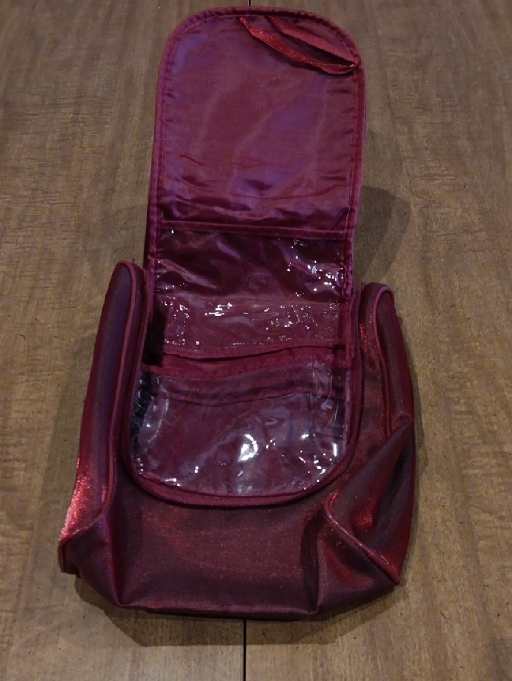 Compact Women's Cosmetic Pouch in Deep Wine